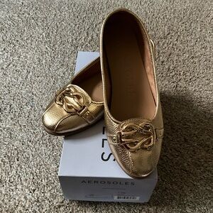 Aerosoles Big Bet Gold Metallic Ballet Flat 7.5